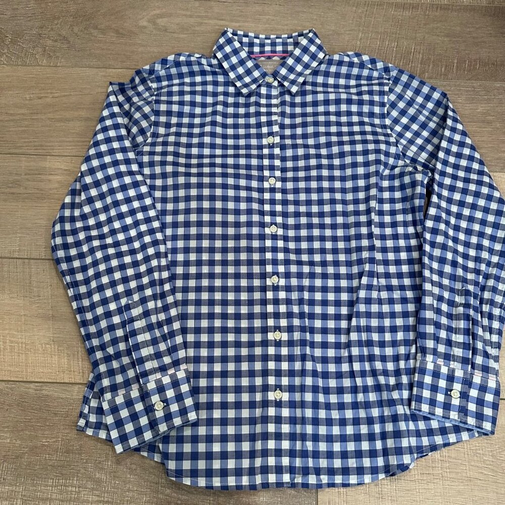 Banana Republic Blue and White Gingham Button-Down Shirt